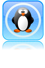 Square button with penguin