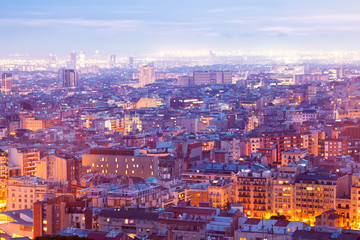 Fototapeta na wymiar Top night view of Barcelona