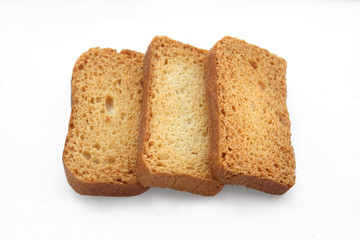 sliced baked bread isolated on white background