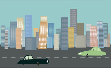 Cityscape background with cars