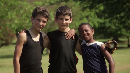 Young friends, baseball team with kids smiling at camera - Powered by Adobe
