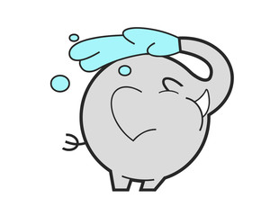 Elephant squirting water cartoon