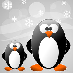 Winter background with penguin - vector illustration