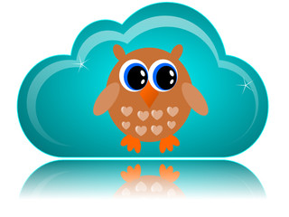 Cloud button with owl