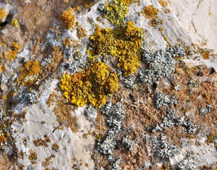 Close-up of colorful lichens, rock of the Murgia. Apulia - ITALY