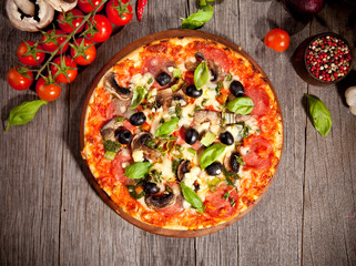 Fresh italian pizza, upper view
