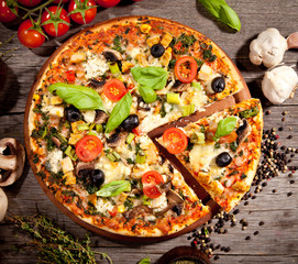 Fresh italian pizza, upper view