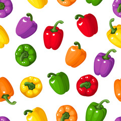 Vector seamless background with colorful bell peppers.