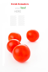 cherry tomatoes isolated  with a sample text