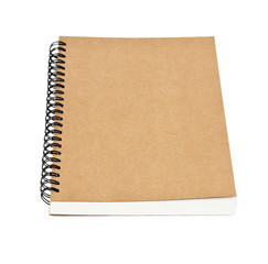 Recycled paper notebook front cover isolated on white background