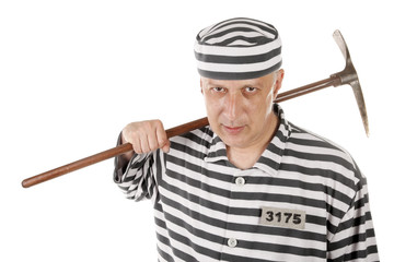 Convict prisoner jailbird with pickax © Uros Petrovic