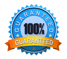 Guaranteed Label with Gold Badge Sign