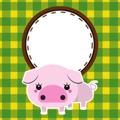 Cute vector piggy. Place for your text.