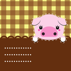 Cute vector piggy. Place for your text.