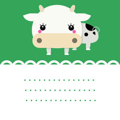 Cute friendly cow. Place for your text.
