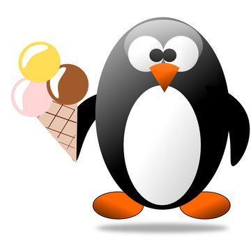 Penguin with ice cream