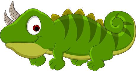cute green chameleon cartoon