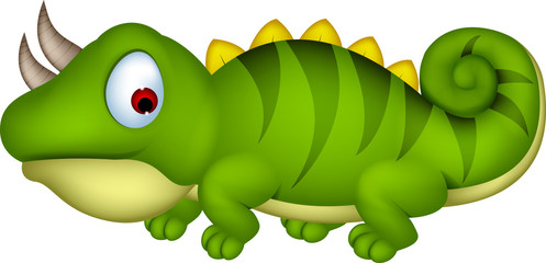cute green chameleon cartoon