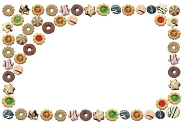 multicolor cookies as motive for food frame