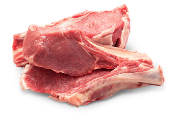 three pieces of raw beef