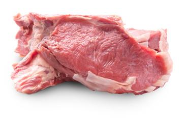 two pieces of raw beef