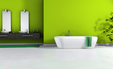 Naklejka na ściany i meble Green Bathroom Interior