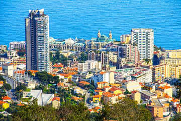 Fototapeta na wymiar Widok z lotu ptaka na kasyna w Monte Carlo, Monako