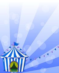 A blue circus tent