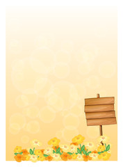 A special paper with an empty wooden signboard