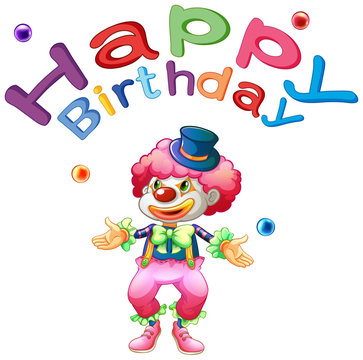 A happy birthday template with a clown