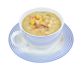 Chowder in cup on saucer