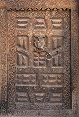 traditional wooden door in sanaa yemen