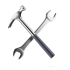 Tools, wrench and hammer