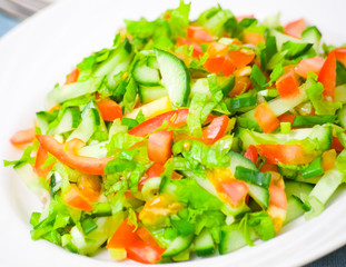 fresh vegetable salad on plate