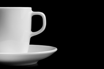 detail of white cup of coffee with space for text