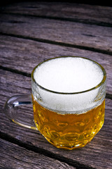 beer on wood background