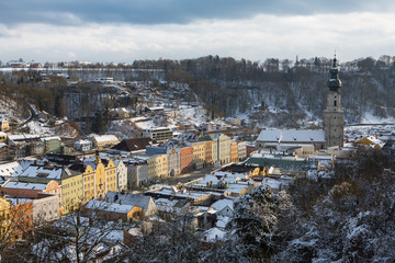 Häuserreihe, Häuserzeile in Burghausen