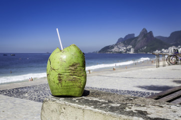 Coconut against Ipanema Beach, Rio de Janeiro
