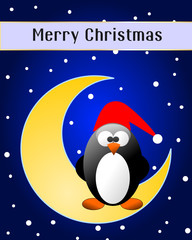Merry Christmas card with penguin