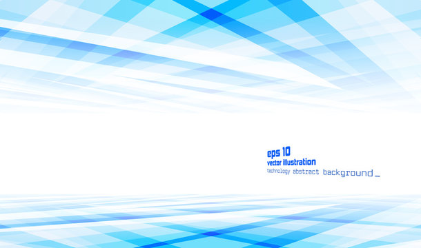 An abstract blue and white geometric background with intersecting lines creating a futuristic perspective and a sense of technological depth.