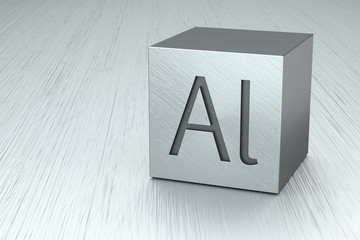 Aluminum cube with Al mark