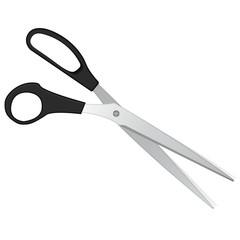 Black steel scissors on a white background