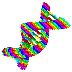 DNA spiral from puzzle on white background