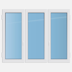 Vector illustration triple casement plastic window