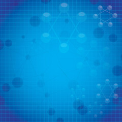 Fototapeta na wymiar Molecule blue background