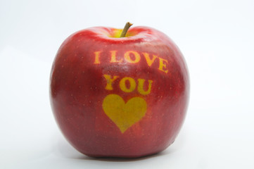 An apple with the inscription about love