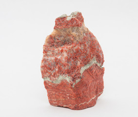 Stone piece of red ore of potash salt