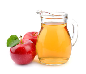 Red apple and apple juice