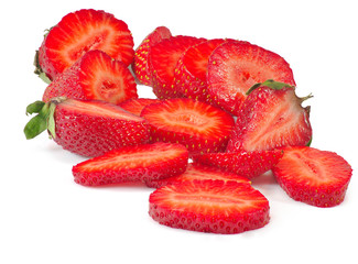 many strawberries on a white background