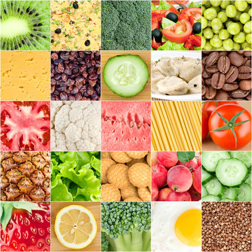 Collage of healthy food backgrounds
